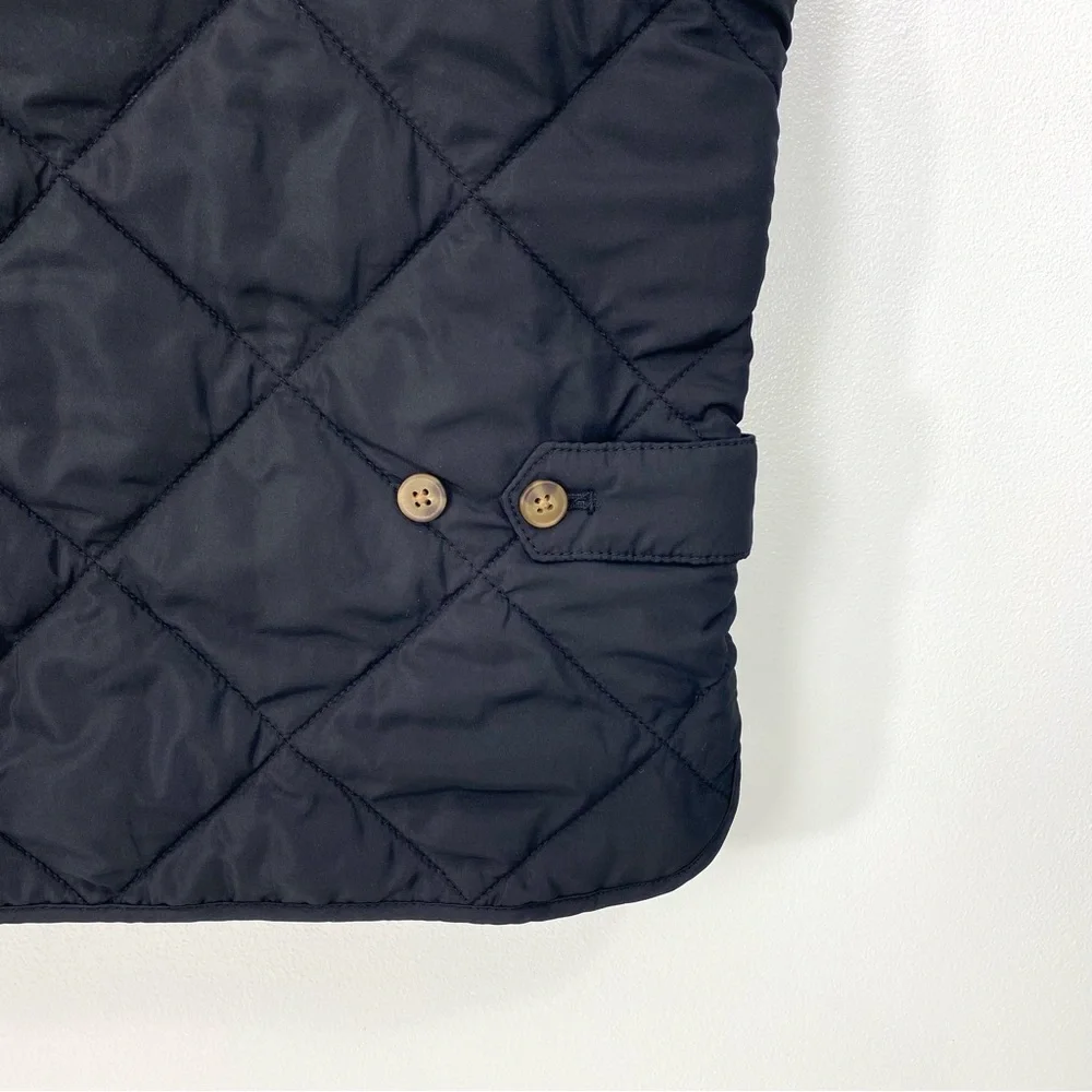 J. Crew Authentic Outerwear New York NY Black Olive Green Quilted Zip Up Vest M